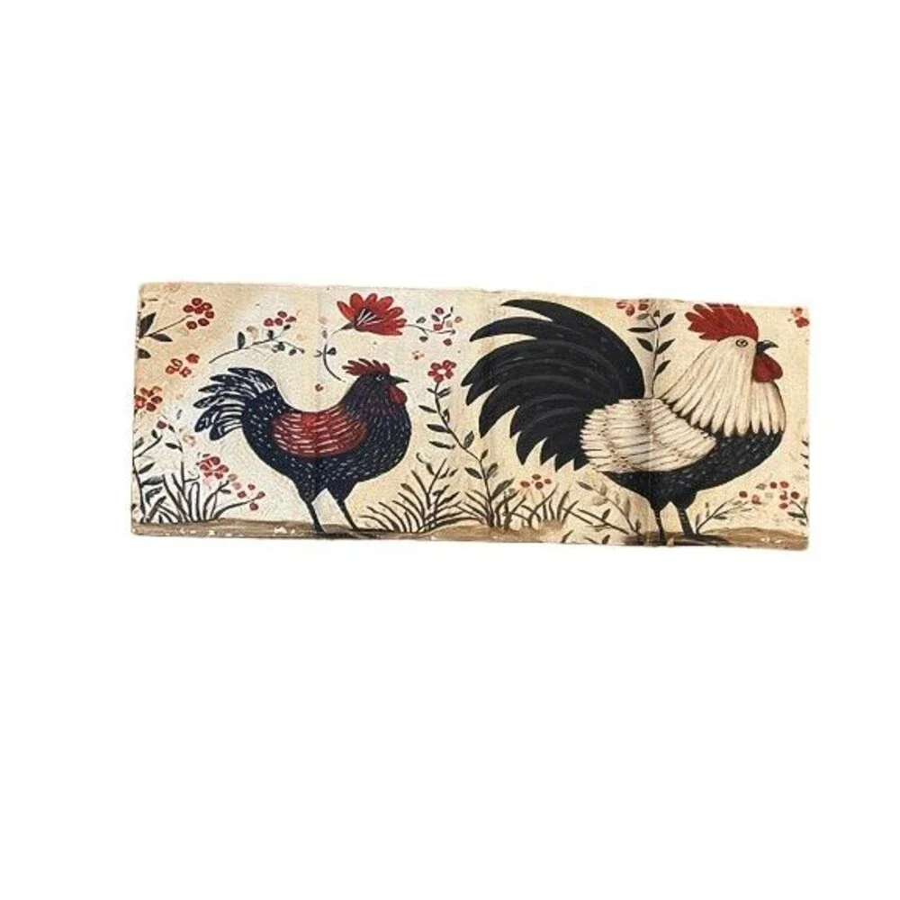 Table Runner 13x72in Woven Polyester Chickens Barn Floral Farm Country
